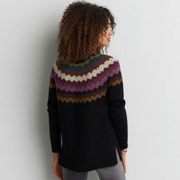 American Eagle Ahh-mazingly Soft Rainbow Yoke Fair Isle Crewneck Sweater Size M - Picture 2 of 9